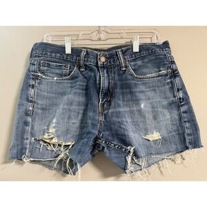 Levis 514 Mens Distressed Denim Cutoff Shorts Medium Wash Blue Size 32 in Mens‎